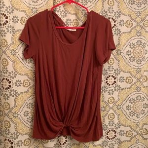 Rust color twist front shirt